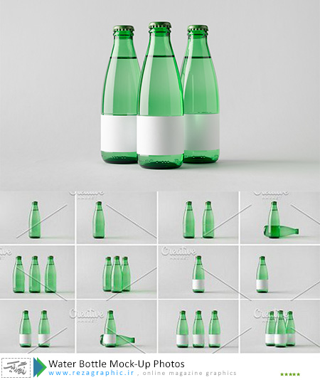 مجموعه تصاویر پیش نمایش تبلیغاتی بطری شیشه ای آب